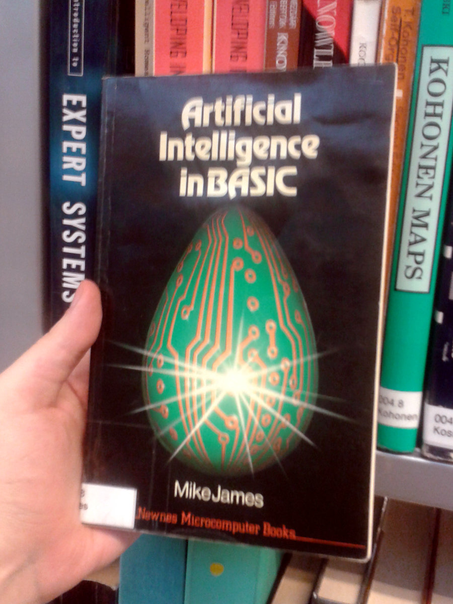 Book cover: "Articifical Intelligence in BASIC" by Mike James
